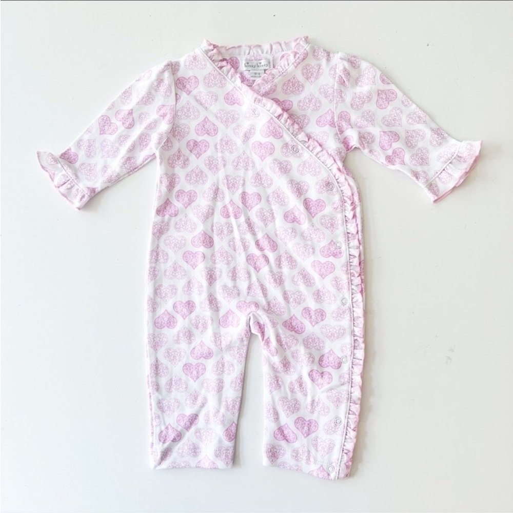 NWOT Kissy Kissy Pink Cotton Heart Print One Piece | 0-3 mo